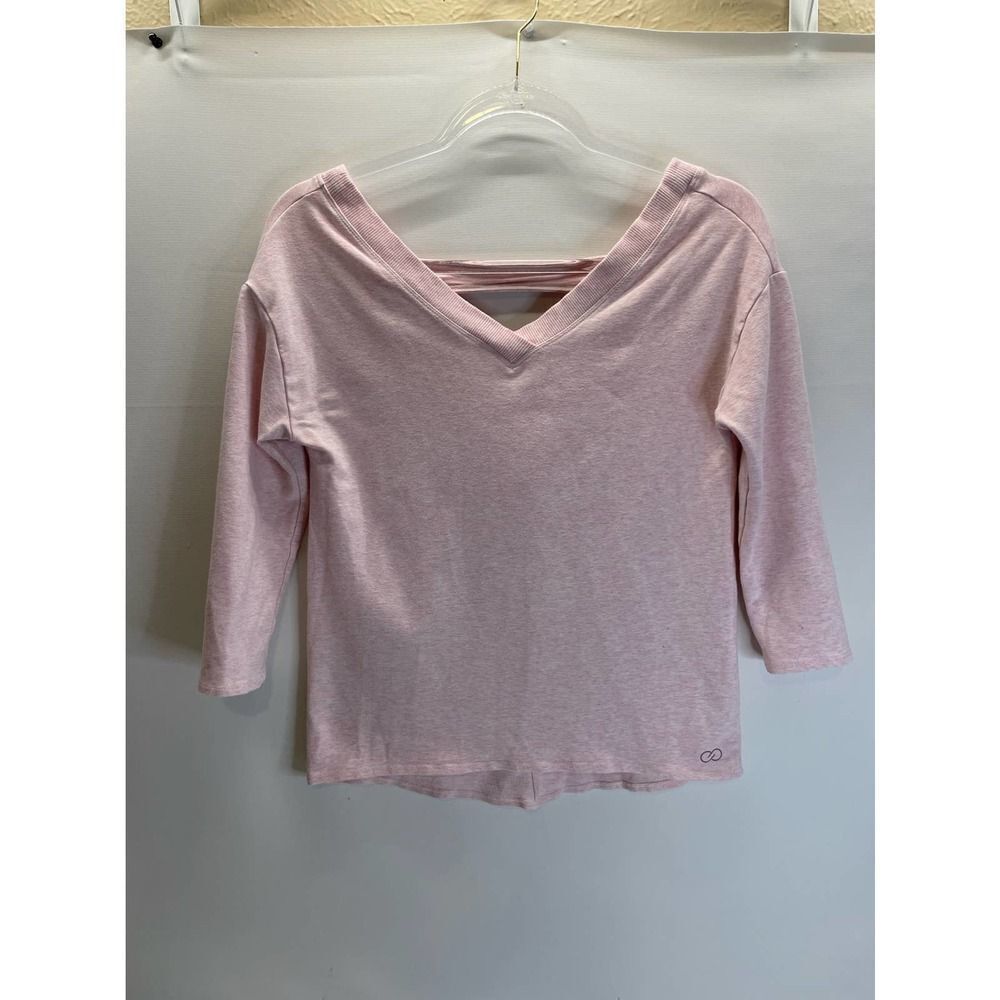 Calia Pink Effortless V-neck V-back Cutout 3/4 Sleeve Top Womens XS